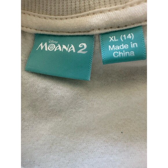 Disney Moana 2 Girls Sweatshirt Ivory Graphic Crewneck Pullover XL 14 - Picture 3 of 7
